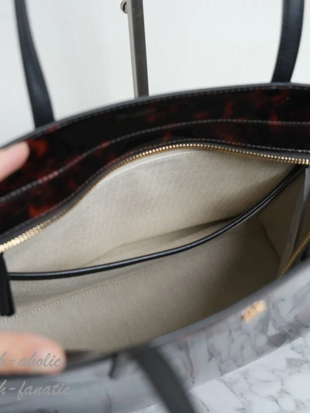 Tory Burch Emerson Tortoise Patent Leather Work Tote 165968 NWT - Picture 7 of 11